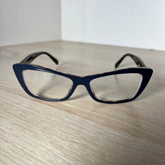 Prada VPR15X 05C-1O1 Eyeglasses Blue Tortoise Cat Eye Full Rim 53-15-140 - Picture 2 of 9